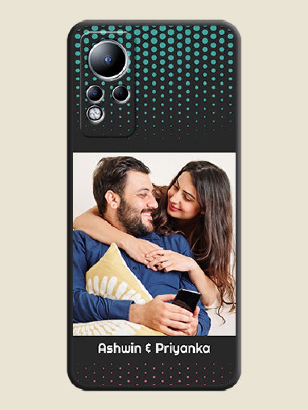 Custom Faded Dots with Grunge Photo Frame and Text on Space Black Custom Soft Matte Phone Cases - Infinix Note 12