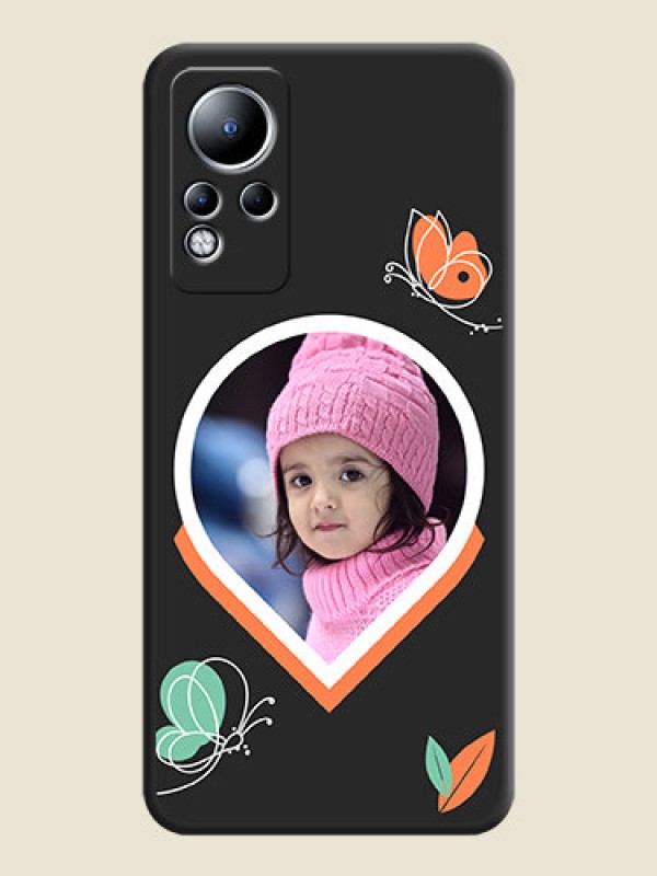Custom Upload Pic With Simple Butterly Design On Space Black Personalized Soft Matte Phone Covers -Infinix Note 12