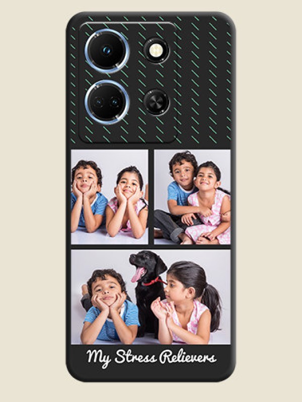 Custom Cross Dotted Pattern with 2 Image Holder on Personalised Space Black Soft Matte Cases - Infinix Note 30 5G