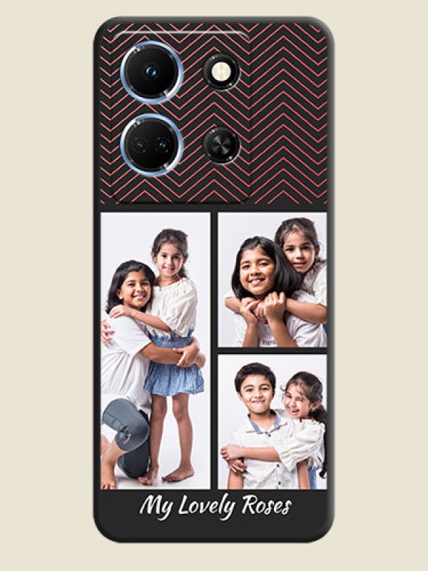 Custom Wave Pattern with 3 Image Holder on Space Black Custom Soft Matte Back Cover - Infinix Note 30 5G