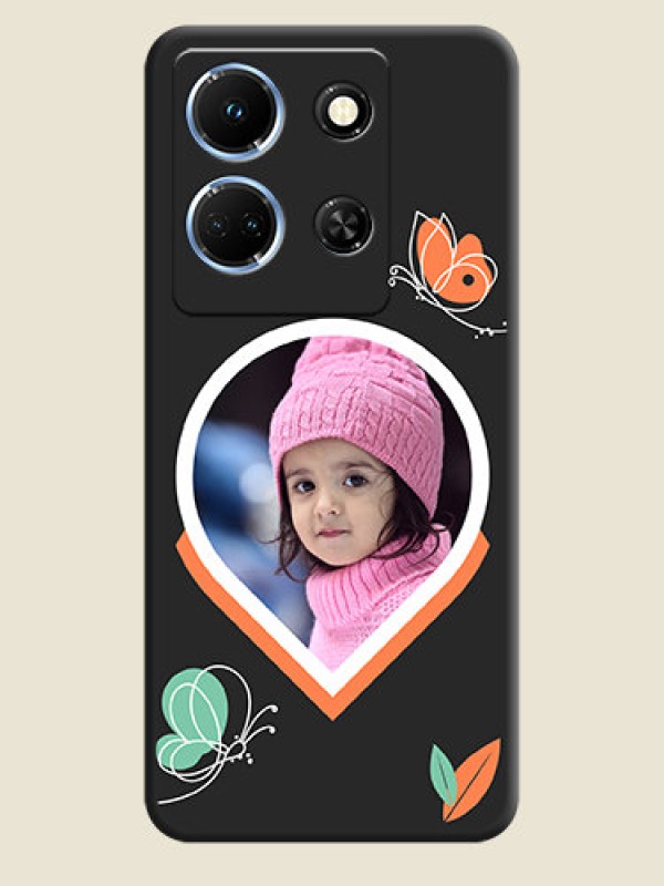 Custom Upload Pic With Simple Butterly Design On Space Black Personalized Soft Matte Phone Covers - Infinix Note 30 5G