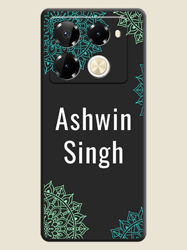 Custom Your Name with Floral Design On Space Black Custom Soft Matte Mobile Back Cover - Infinix Note 40 Pro 5G
