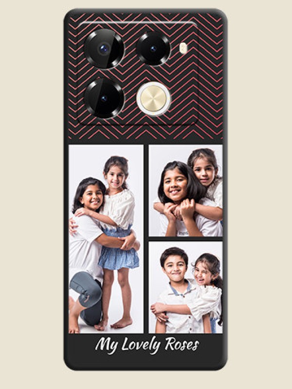 Custom Wave Pattern with 3 Image Holder On Space Black Custom Soft Matte Mobile Back Cover - Infinix Note 40 Pro Plus 5G