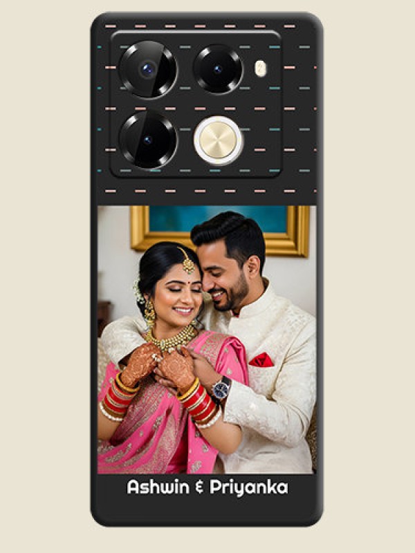 Custom Line Pattern Design with Text On Space Black Custom Soft Matte Mobile Back Cover - Infinix Note 40 Pro Plus 5G