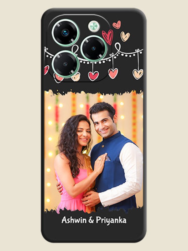 Custom Pink Love Hangings with Name On Space Black Custom Soft Matte Mobile Back Cover - Infinix Note 40X 5G