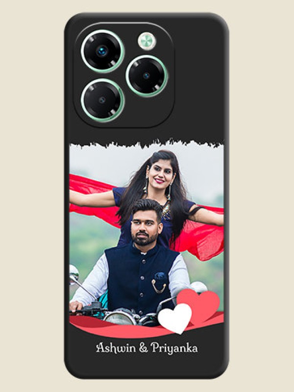 Custom Pin Color Love Shaped Ribbon Design with Text On Space Black Custom Soft Matte Mobile Back Cover - Infinix Note 40X 5G