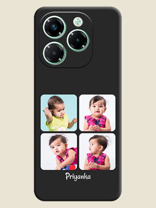 Custom Floral Art with 6 Image Holder on Photo On Space Black Custom Soft Matte Mobile Back Cover - Infinix Note 40X 5G