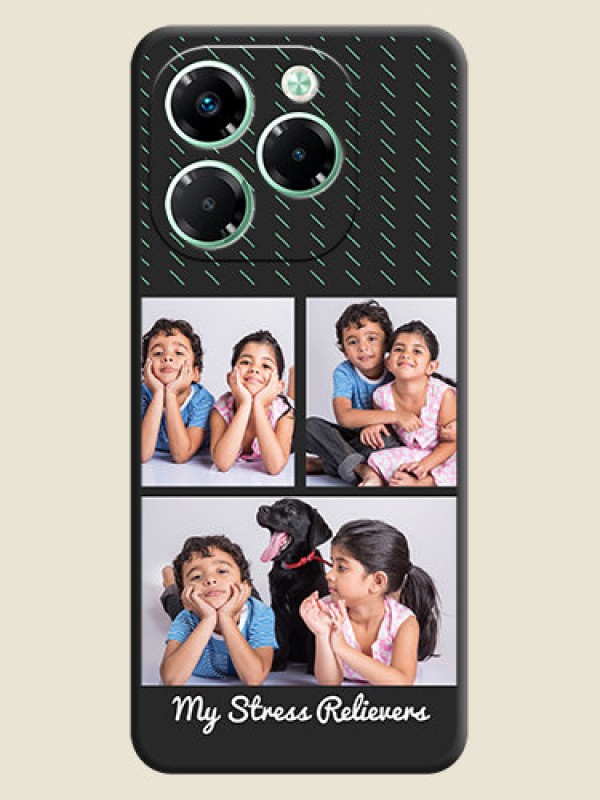 Custom Cross Dotted Pattern with 2 Image Holder On Space Black Custom Soft Matte Mobile Back Cover - Infinix Note 40X 5G