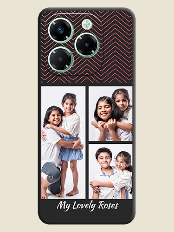 Custom Wave Pattern with 3 Image Holder On Space Black Custom Soft Matte Mobile Back Cover - Infinix Note 40X 5G