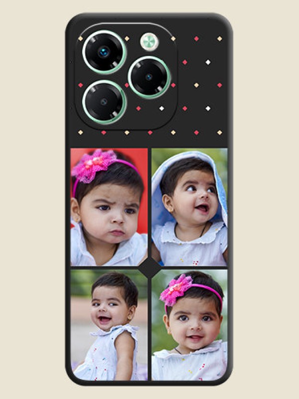 Custom Multicolor Dotted Pattern with 4 Image Holder On Space Black Custom Soft Matte Mobile Back Cover - Infinix Note 40X 5G