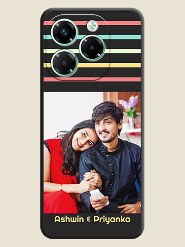 Custom Color Stripes with Photo and Text on Photo On Space Black Custom Soft Matte Mobile Back Cover - Infinix Note 40X 5G
