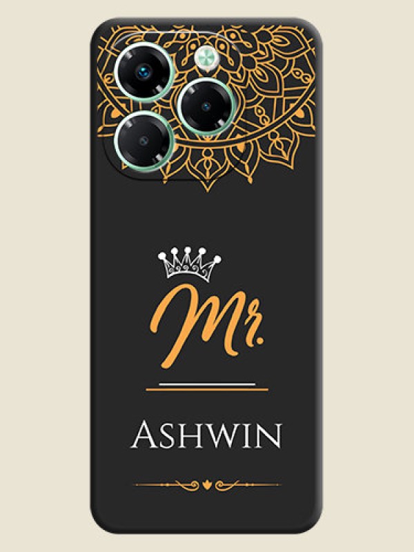Custom Mr Name with Floral Design On Space Black Custom Soft Matte Mobile Back Cover - Infinix Note 40X 5G