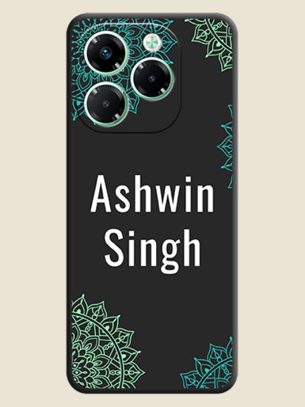 Custom Your Name with Floral Design On Space Black Custom Soft Matte Mobile Back Cover - Infinix Note 40X 5G