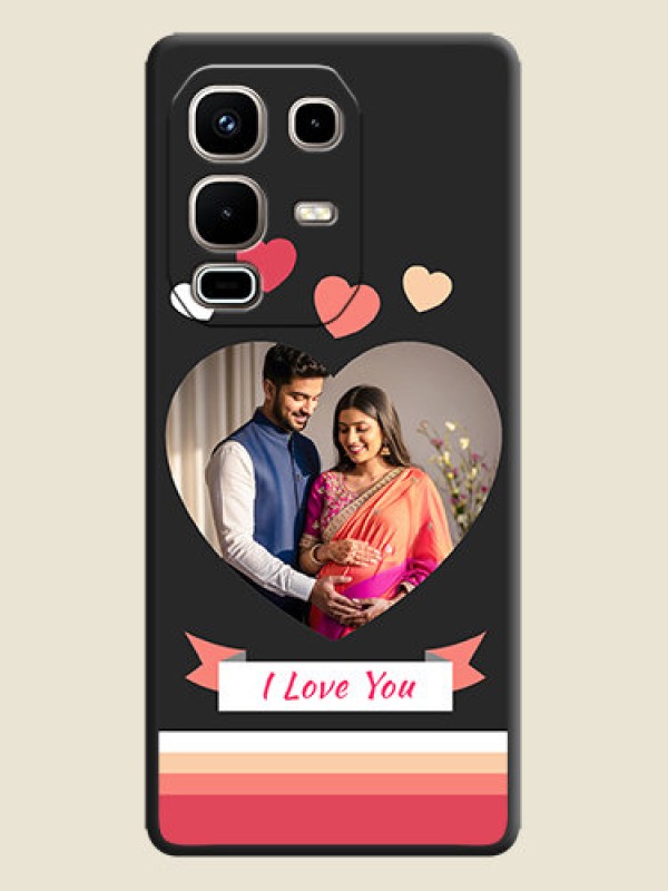 Custom Love Shaped Photo with Colorful Stripes On Space Black Custom Soft Matte Mobile Back Cover - Infinix Note 50s 5G