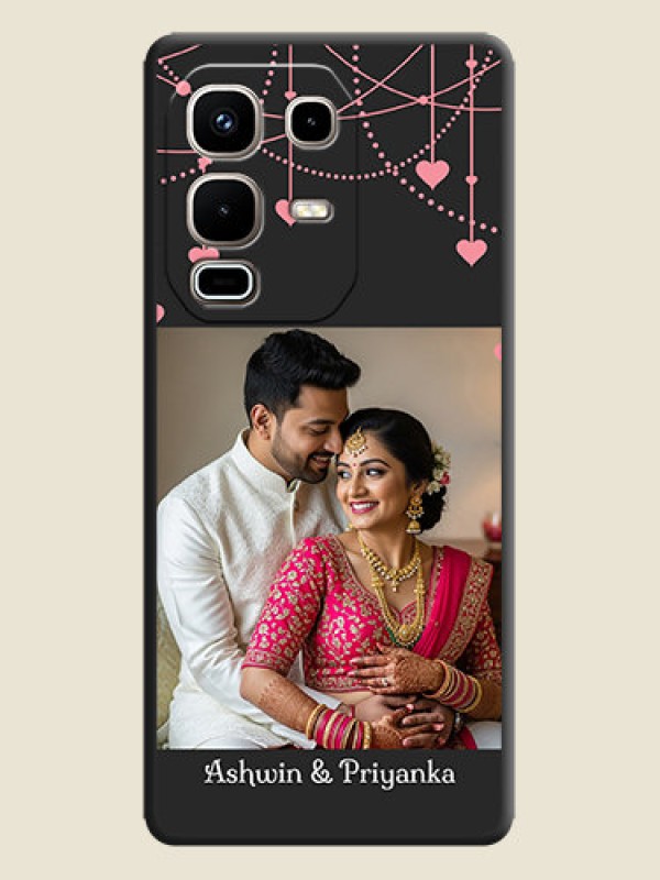 Custom Pink Love Hangings with Text On Space Black Custom Soft Matte Mobile Back Cover - Infinix Note 50s 5G