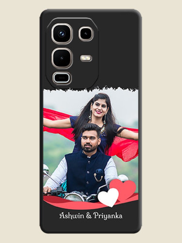 Custom Pin Color Love Shaped Ribbon Design with Text On Space Black Custom Soft Matte Mobile Back Cover - Infinix Note 50s 5G