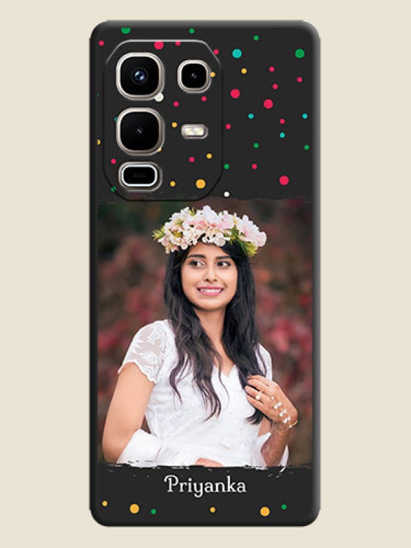 Custom Multicolor Dotted Pattern with Text On Space Black Custom Soft Matte Mobile Back Cover - Infinix Note 50s 5G