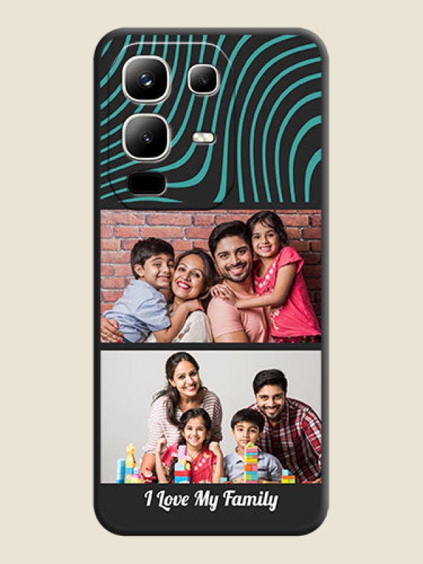 Custom Wave Pattern with 2 Image Holder On Space Black Custom Soft Matte Mobile Back Cover - Infinix Note 50x 5G