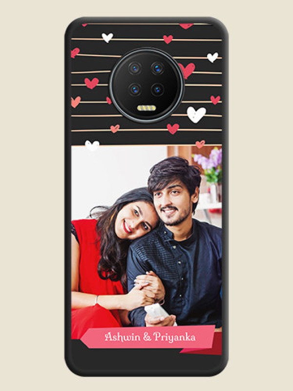 Custom Love Pattern with Name on Pink Ribbon  on Photo on Space Black Soft Matte Back Cover - Infinix Note 7
