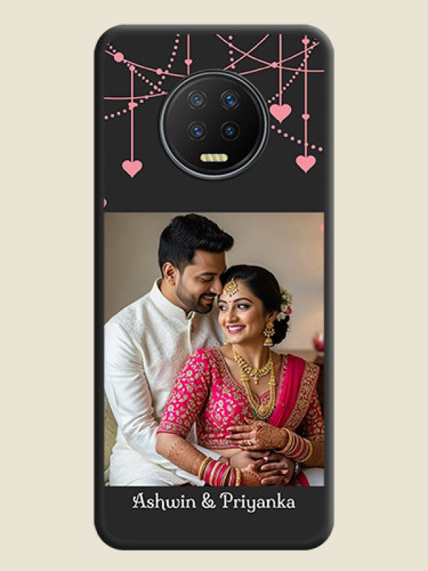 Custom Pink Love Hangings with Text on Space Black Custom Soft Matte Back Cover - Infinix Note 7