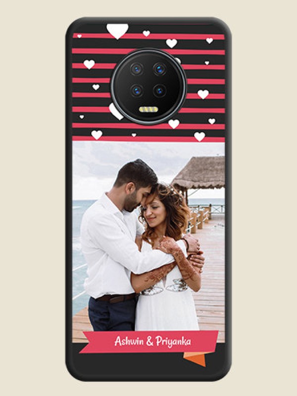 Custom White Color Love Symbols with Pink Lines Pattern on Space Black Custom Soft Matte Phone Cases - Infinix Note 7