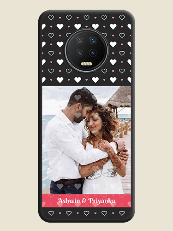 Custom White Color Love Symbols with Text Design on Photo on Space Black Soft Matte Phone Cover - Infinix Note 7