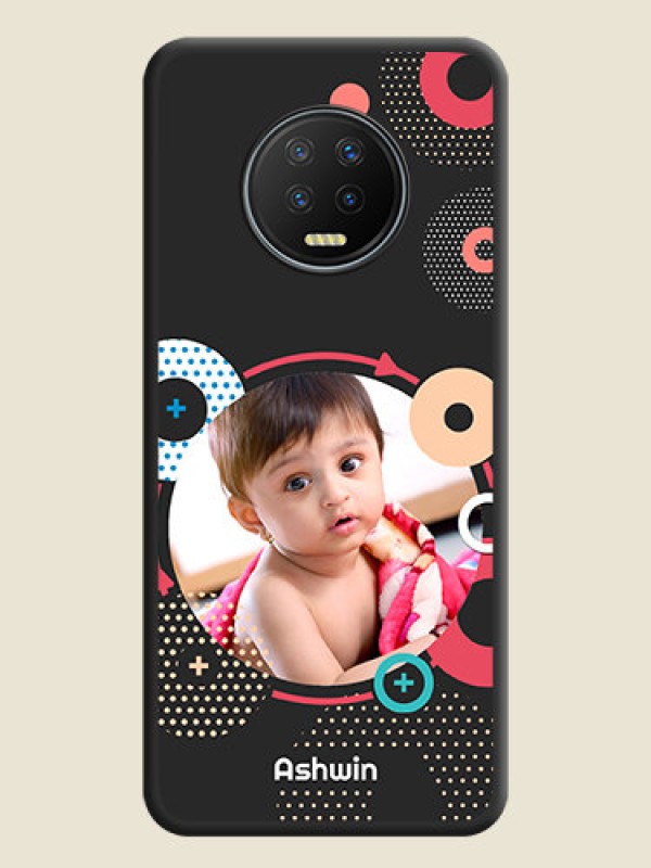 Custom Multicoloured Round Image on Personalised Space Black Soft Matte Cases - Infinix Note 7