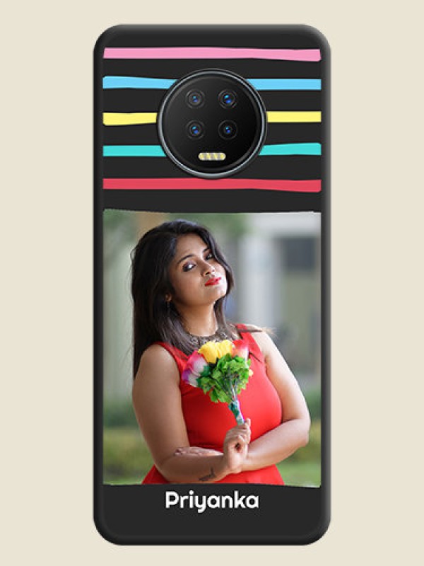 Custom Multicolor Lines with Image on Space Black Personalized Soft Matte Phone Covers - Infinix Note 7