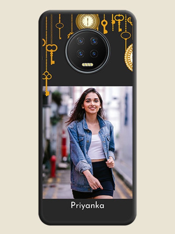 Custom Decorative Design with Text on Space Black Custom Soft Matte Back Cover - Infinix Note 7