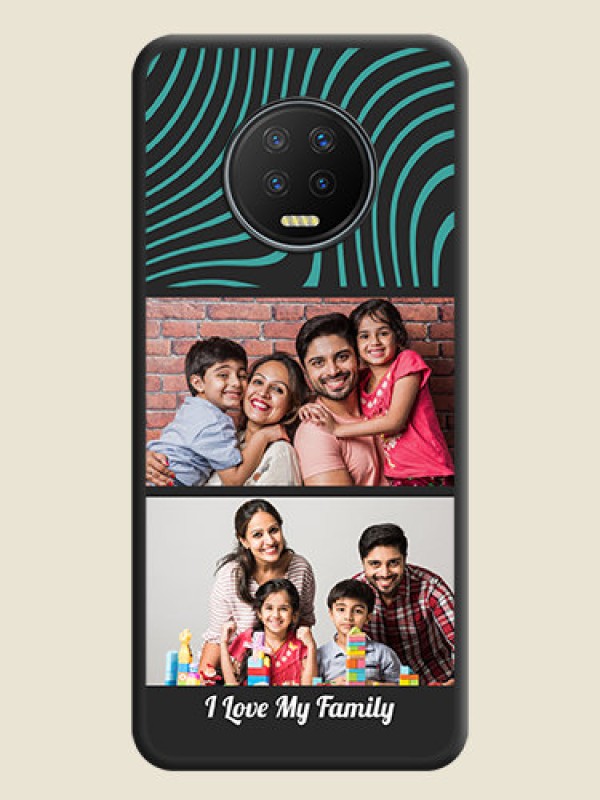 Custom Wave Pattern with 2 Image Holder on Space Black Personalized Soft Matte Phone Covers - Infinix Note 7
