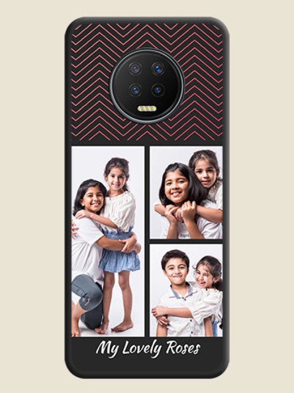 Custom Wave Pattern with 3 Image Holder on Space Black Custom Soft Matte Back Cover - Infinix Note 7