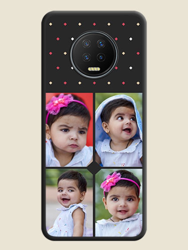 Custom Multicolor Dotted Pattern with 4 Image Holder on Space Black Custom Soft Matte Phone Cases - Infinix Note 7