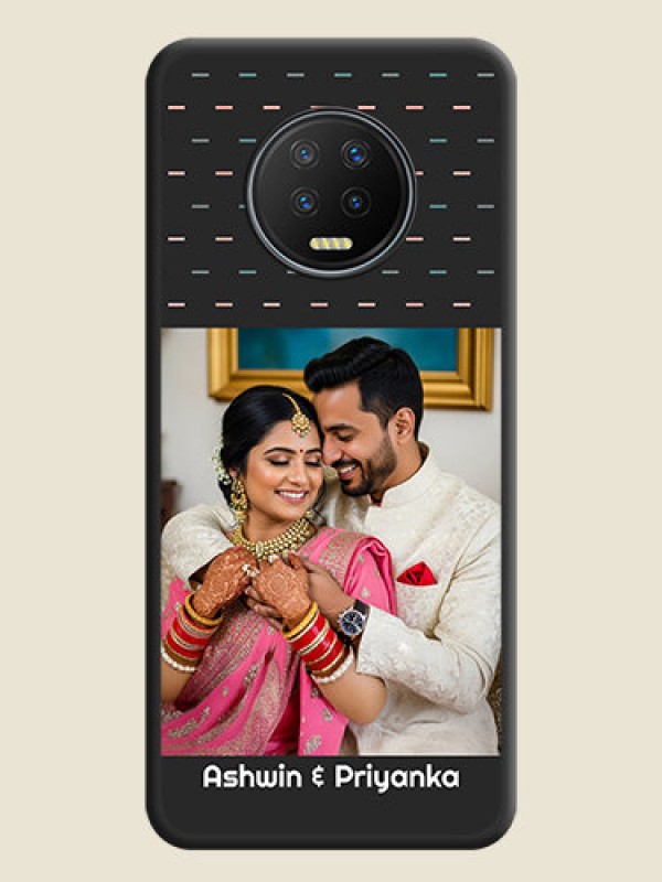 Custom Line Pattern Design with Text on Space Black Custom Soft Matte Phone Back Cover - Infinix Note 7