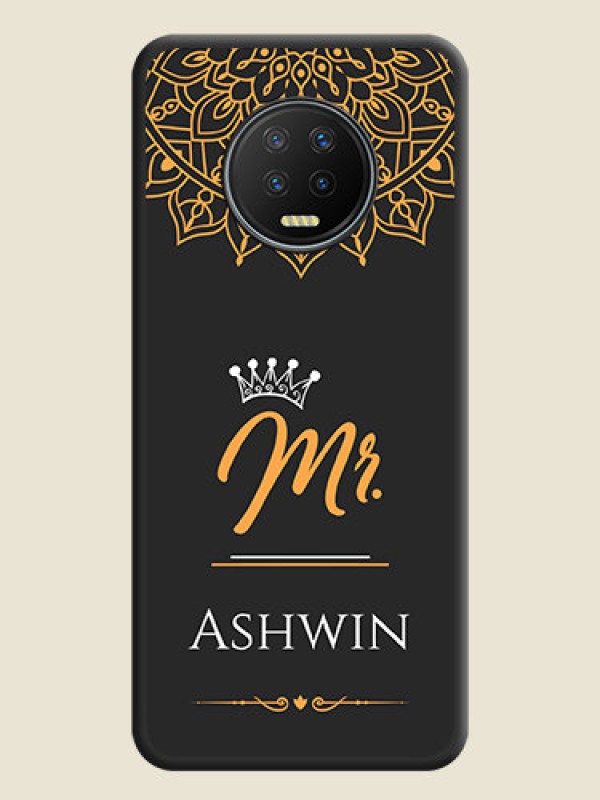 Custom Mr Name with Floral Design  on Personalised Space Black Soft Matte Cases - Infinix Note 7