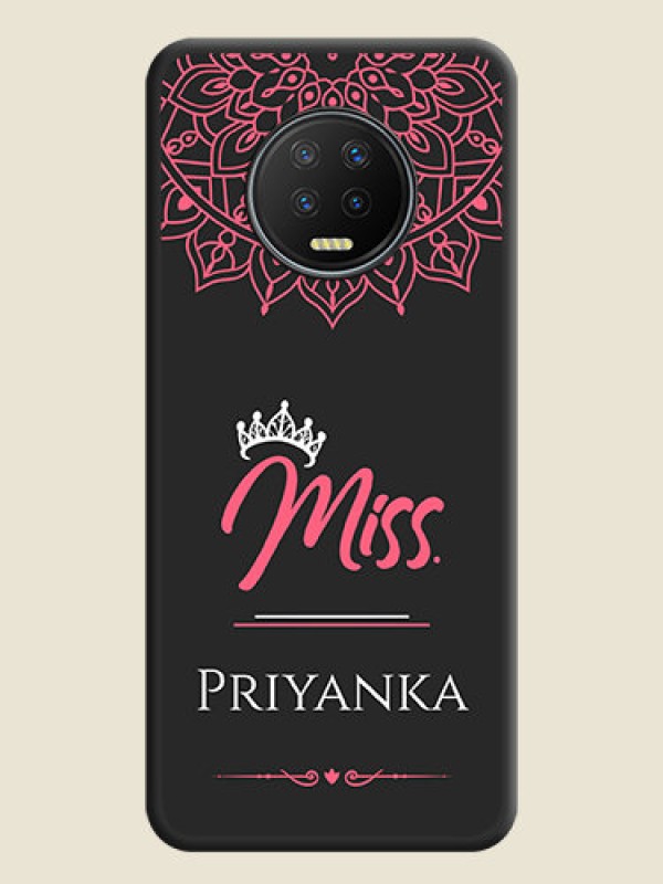 Custom Mrs Name with Floral Design on Space Black Personalized Soft Matte Phone Covers - Infinix Note 7