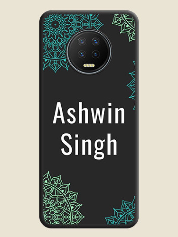 Custom Your Name with Floral Design on Space Black Custom Soft Matte Back Cover - Infinix Note 7
