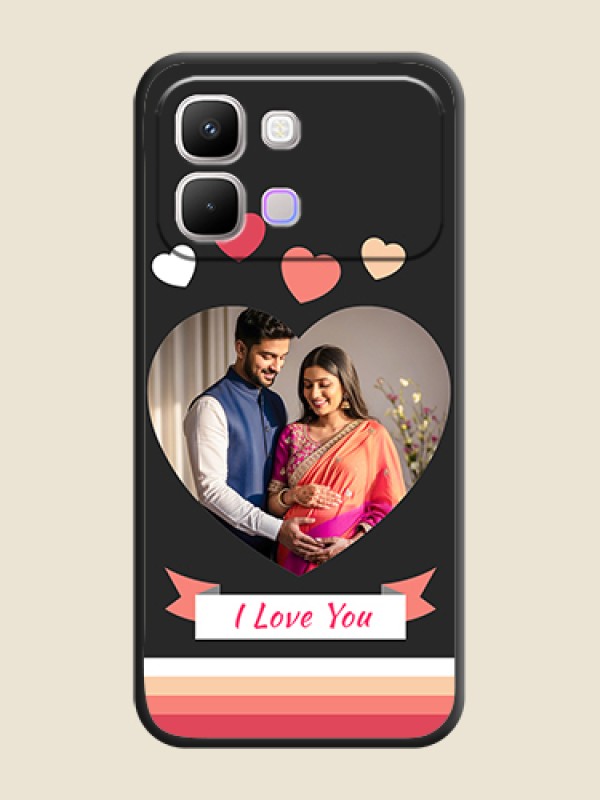 Custom Love Shaped Photo with Colorful Stripes On Space Black Custom Soft Matte Mobile Back Cover - Infinix Note Edge 5G