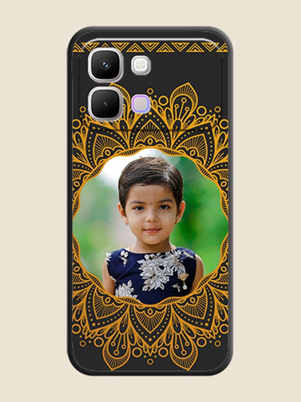 Custom Round Image with Floral Design On Space Black Custom Soft Matte Mobile Back Cover - Infinix Note Edge 5G