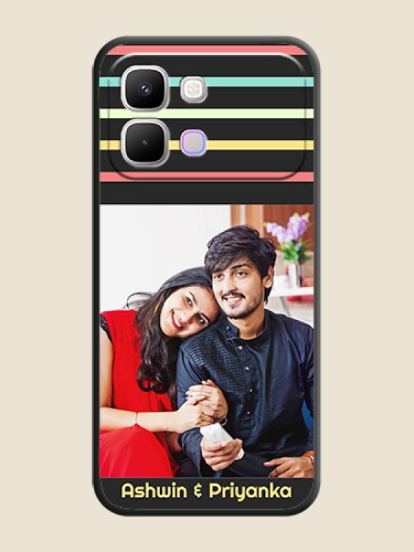 Custom Color Stripes with Photo and Text on Photo On Space Black Custom Soft Matte Mobile Back Cover - Infinix Note Edge 5G