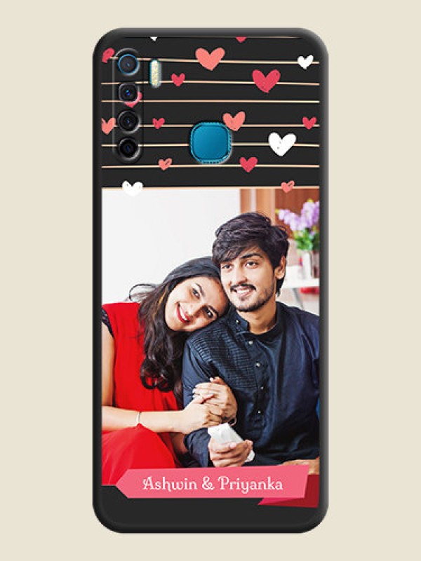 Custom Love Pattern with Name on Pink Ribbon  on Photo on Space Black Soft Matte Back Cover - Infinix S5 Lite