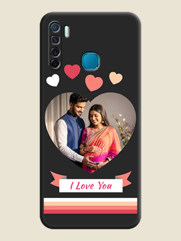 Custom Love Shaped Photo with Colorful Stripes on Personalised Space Black Soft Matte Cases - Infinix S5 Lite