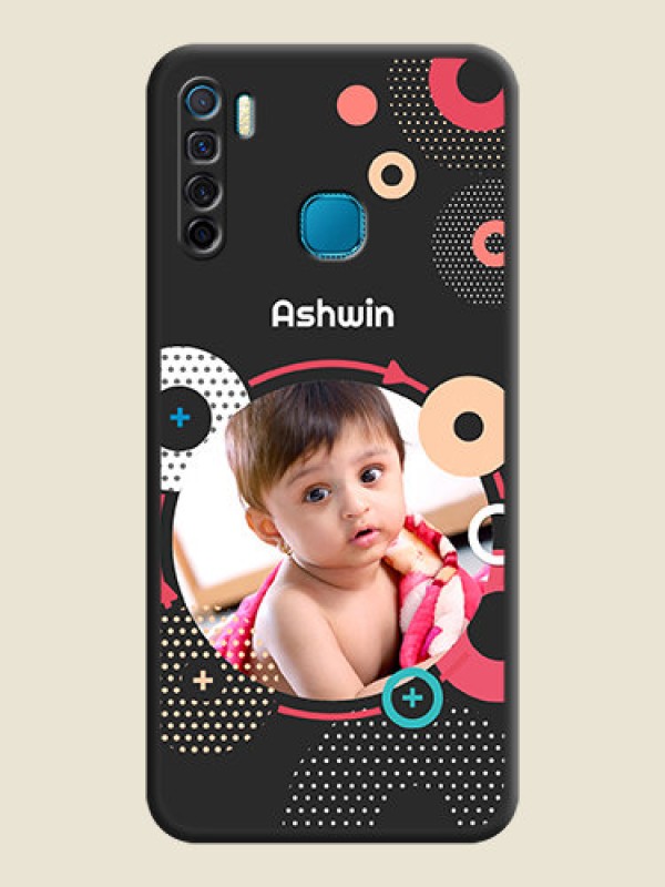 Custom Multicoloured Round Image on Personalised Space Black Soft Matte Cases - Infinix S5 Lite