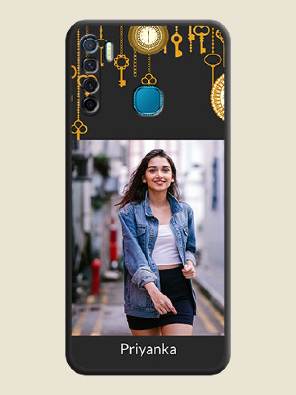 Custom Decorative Design with Text on Space Black Custom Soft Matte Back Cover - Infinix S5 Lite