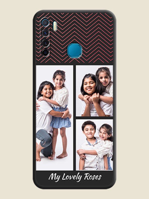 Custom Wave Pattern with 3 Image Holder on Space Black Custom Soft Matte Back Cover - Infinix S5 Lite