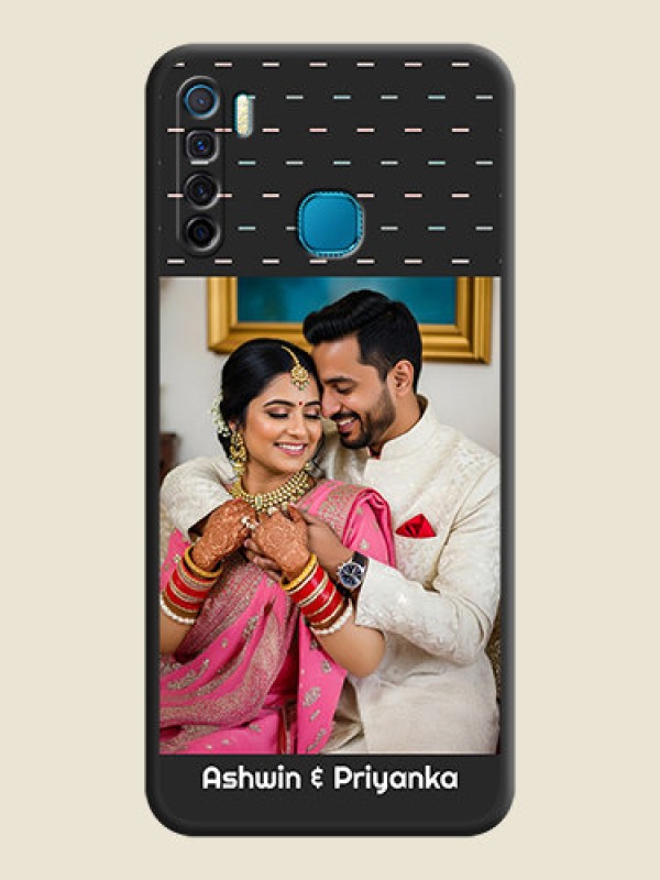 Custom Line Pattern Design with Text on Space Black Custom Soft Matte Phone Back Cover - Infinix S5 Lite