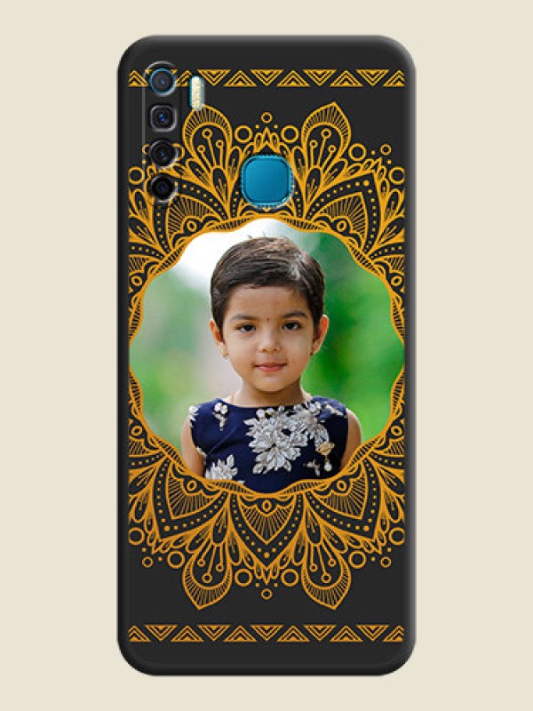 Custom Round Image with Floral Design on Photo on Space Black Soft Matte Mobile Cover - Infinix S5 Lite