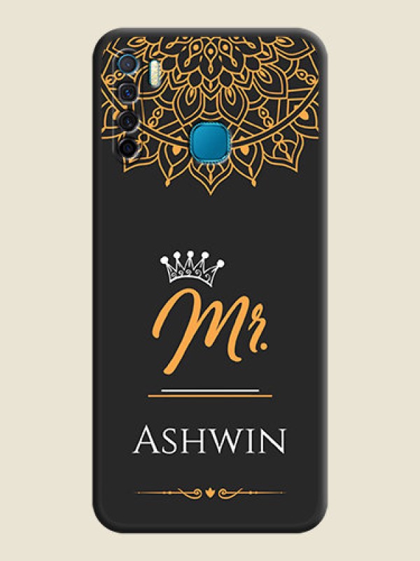 Custom Mr Name with Floral Design  on Personalised Space Black Soft Matte Cases - Infinix S5 Lite