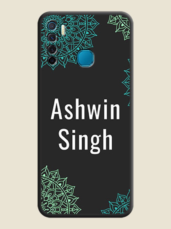 Custom Your Name with Floral Design on Space Black Custom Soft Matte Back Cover - Infinix S5 Lite