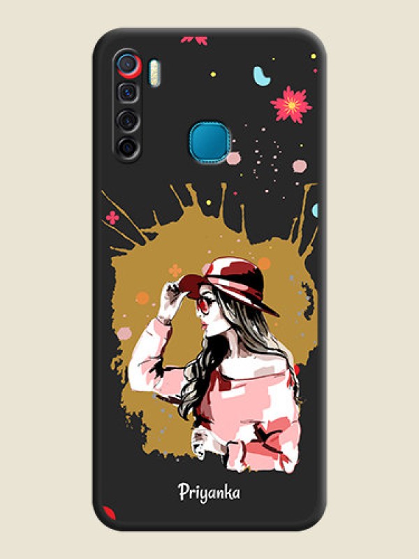 Custom Mordern Lady With Color Splash Background With Custom Text On Space Black Personalized Soft Matte Phone Covers -Infinix S5 Lite