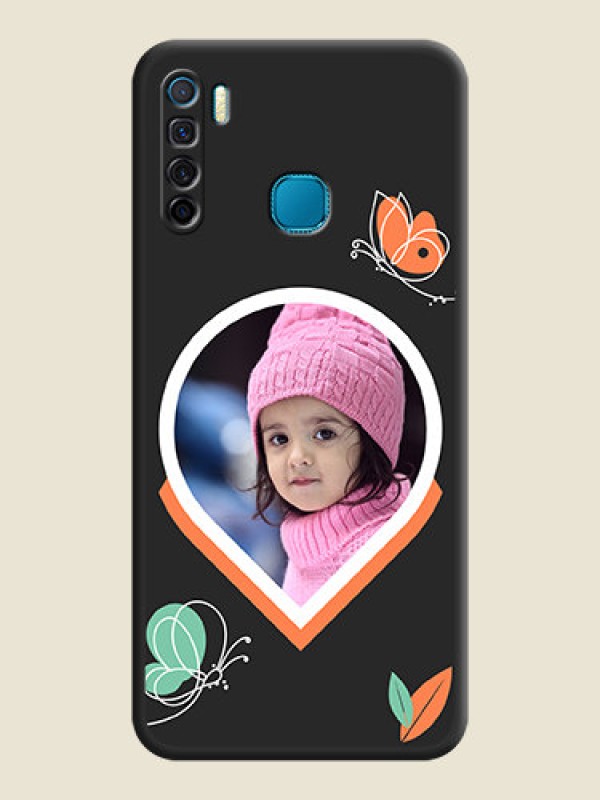 Custom Upload Pic With Simple Butterly Design On Space Black Personalized Soft Matte Phone Covers -Infinix S5 Lite
